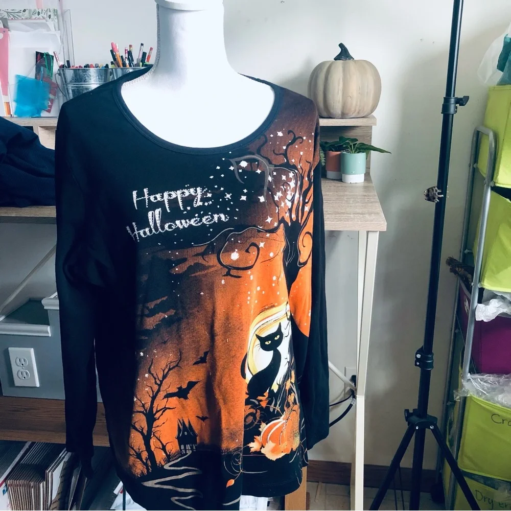 C J Banks Happy Halloween Shirt Bling 2X - Picture 3 of 11